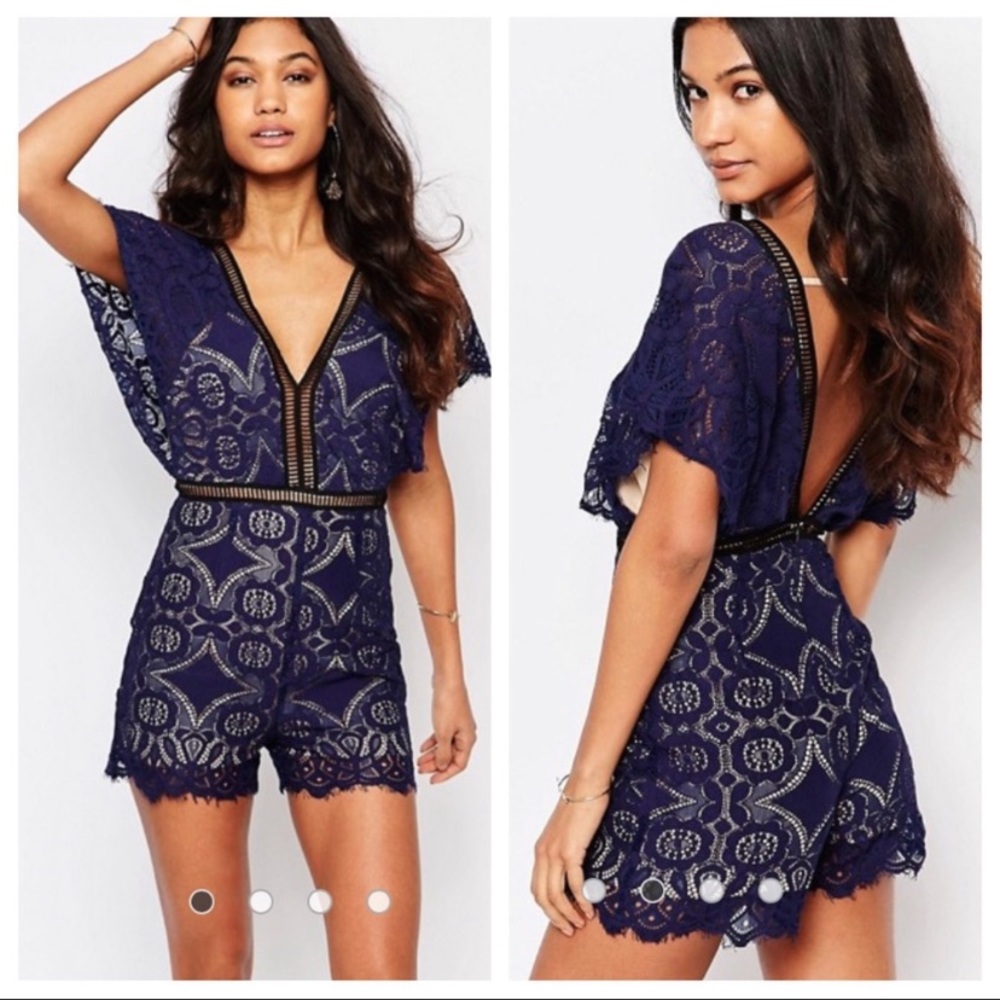 Blue lace romper